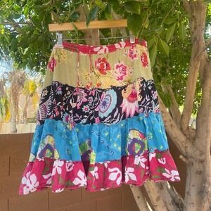 JW Styles Skirt Womens Large Pink Boho Tiered Summer Fall Midi Fairy